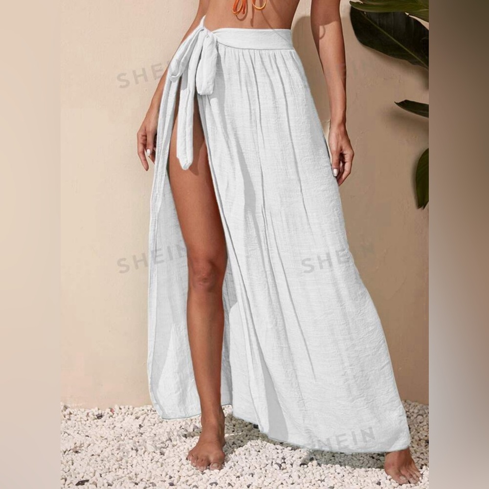 SHEIN Swim Basics Knot Waist Cover Up Skirt